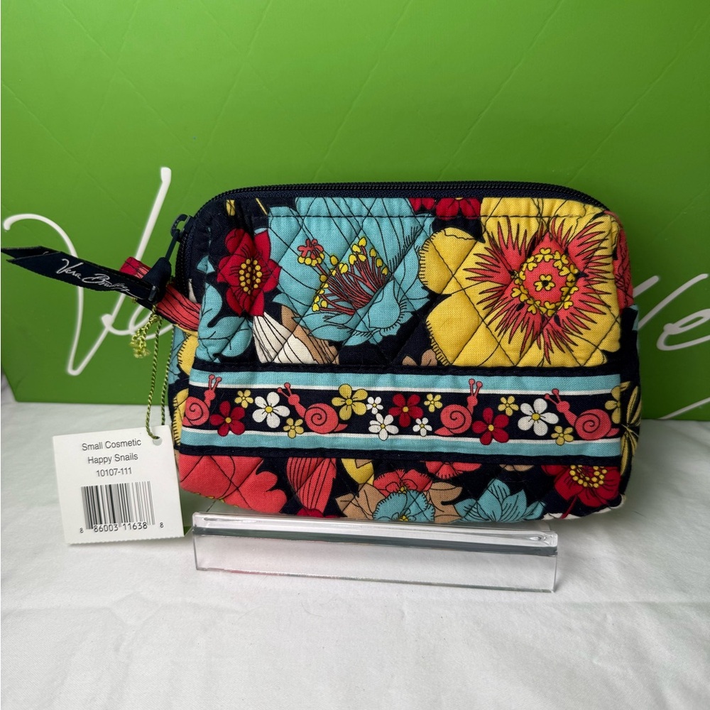 NWT Vera Bradley Happy Snails Small Cosmetic Bag Retired Pattern Cute Gift
